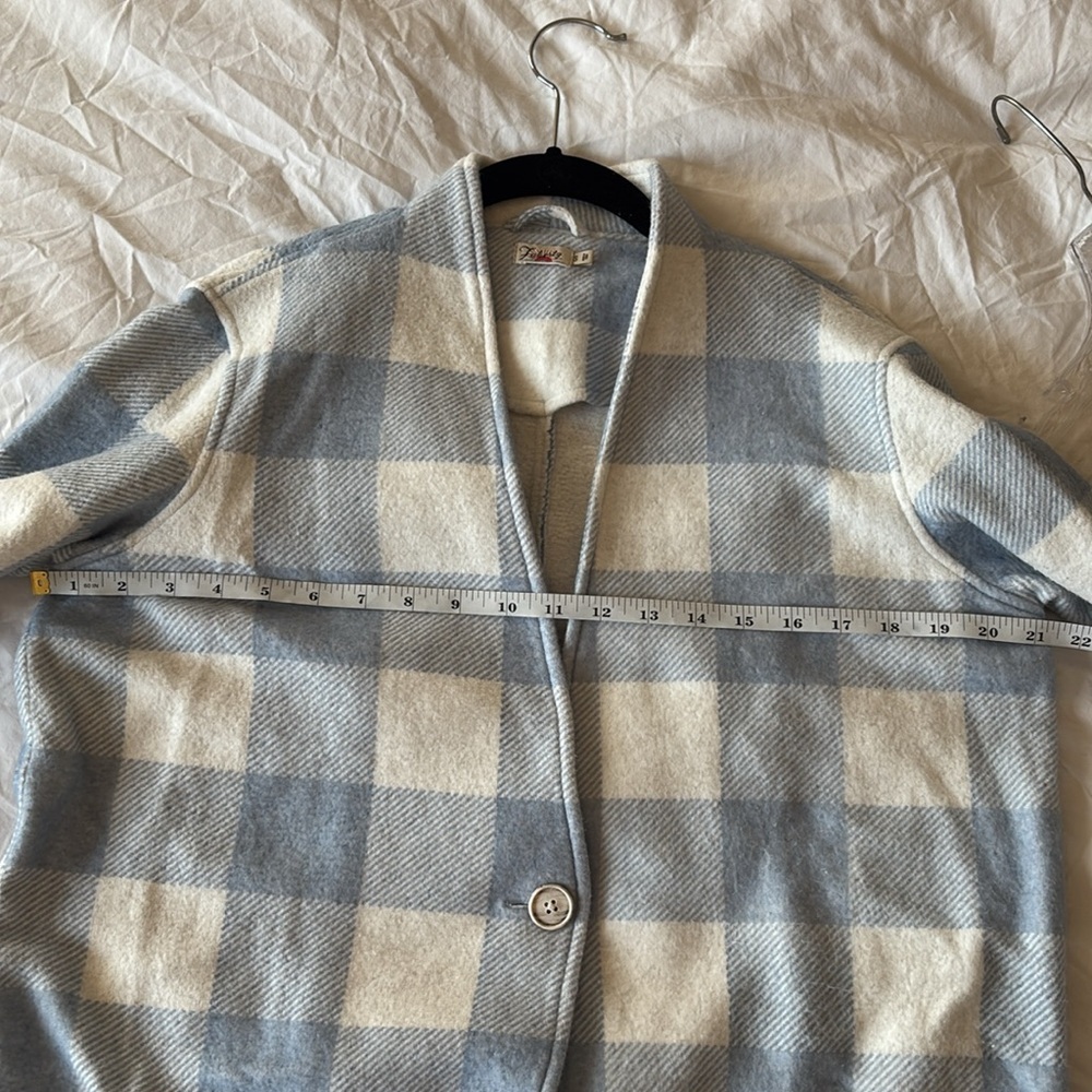 Faherty Blue Gingham Cardigan Coat - Picture 6 of 8